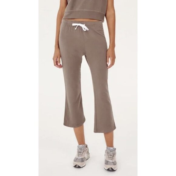 SPLITS59 Brooks Fleece Cropped Flare Pants in Lentil Athleisure Neutral Sz XS - Picture 1 of 15